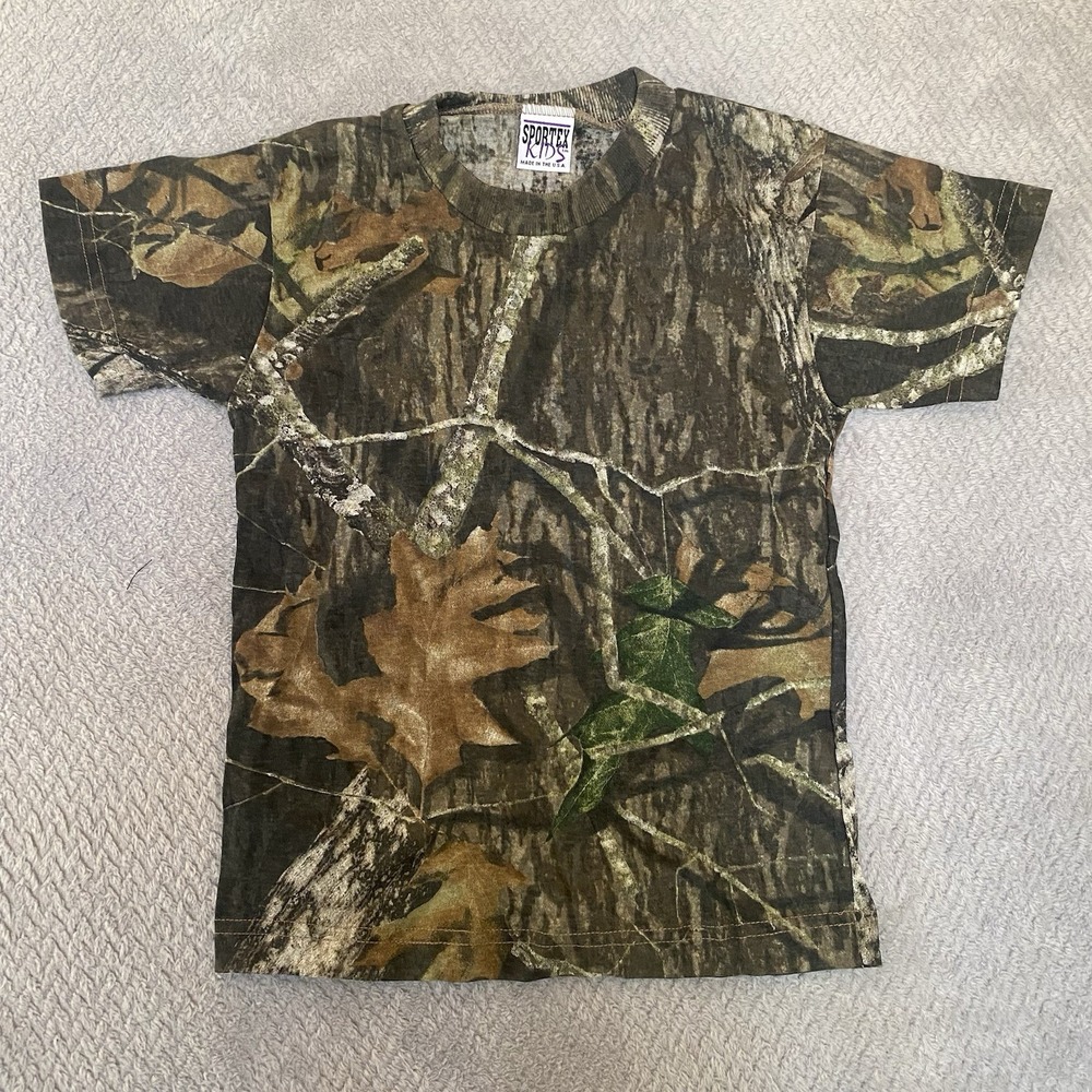 Camo T Shirt Kids Size S M Medium Mossy Oak Camouflage Short Sleeve